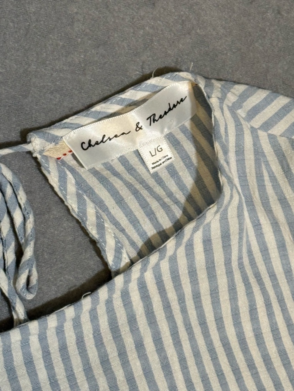 Anthropologie Pilcro Blue Striped Sybil Ruffle Sleeve Open Back Blouse Large - Picture 6 of 11